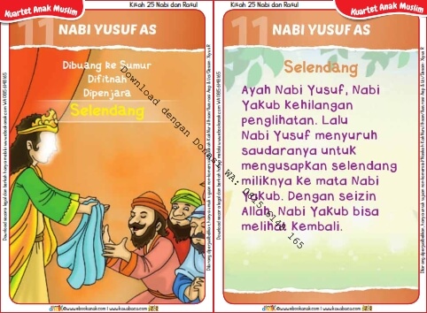 Download Kartu Kuartet Printable Kisah 25 Nabi dan Rasul, Nabi Yusuf dan Selendang (45)