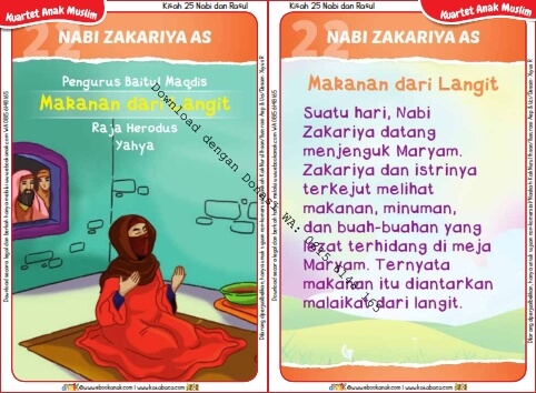 Download Kartu Kuartet Printable Kisah 25 Nabi dan Rasul, Nabi Zakariya Melihat Makanan dari Langit (87)