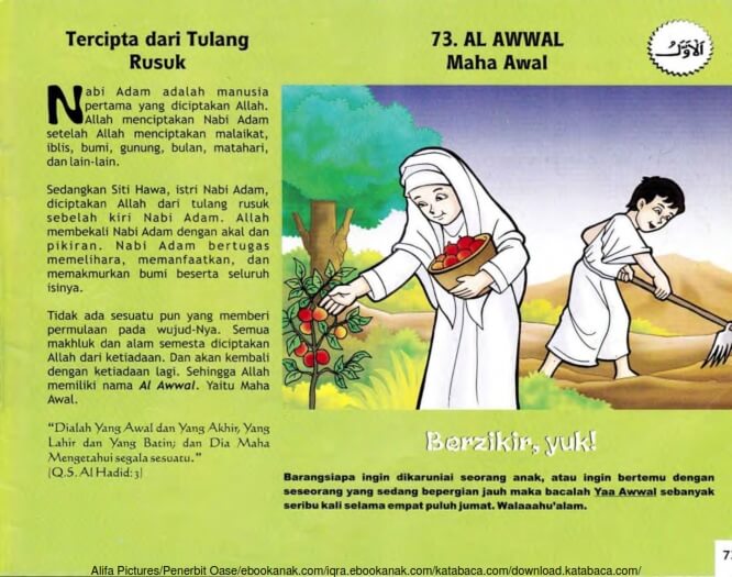 Ebook 99 Asmaul Husna for Kids, Al Awwal, Tercipta dari Tulang Rusuk (75)