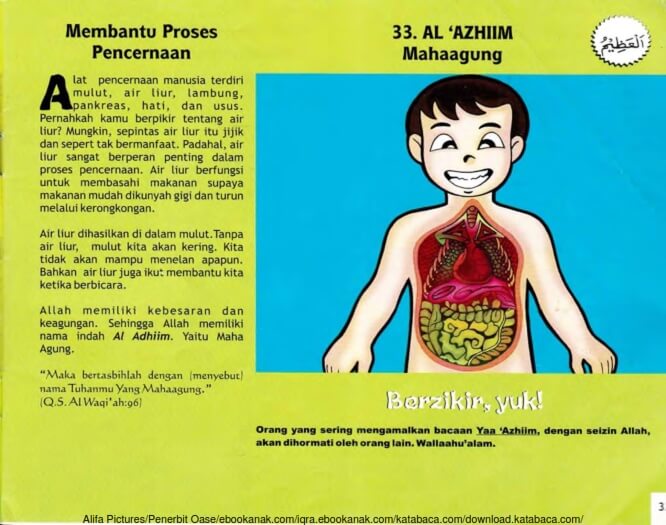 Ebook 99 Asmaul Husna for Kids Al 'Azhiim, Membantu Proses Pencernaan (35)