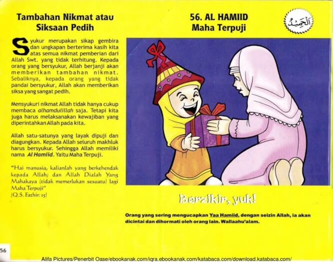 Ebook 99 Asmaul Husna for Kids, Al Hamiid, Tambah Nikmat atau Siksaan Pedih (58)