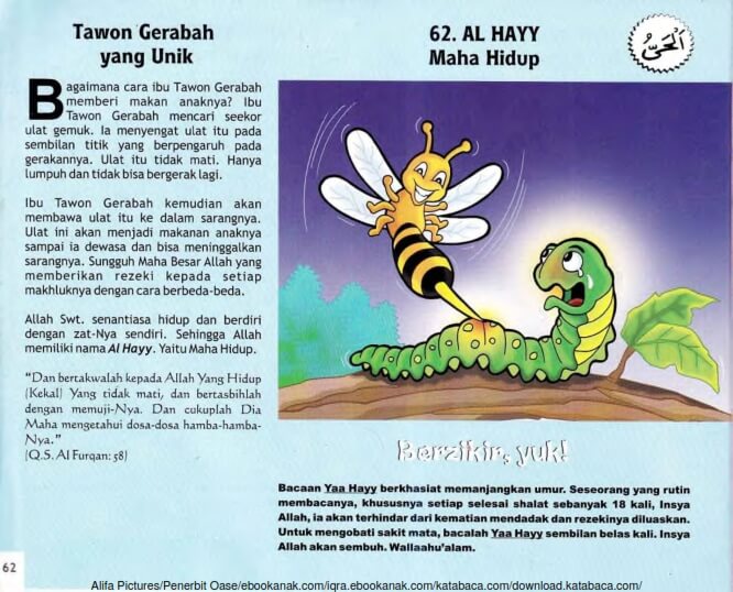 Ebook 99 Asmaul Husna for Kids, Al Hayy, Tawon Gerabah yang Unik (64)