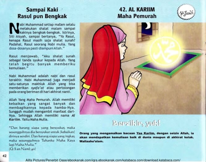 Ebook 99 Asmaul Husna for Kids, Al Kariim, Sampai Kaki rasul pun Bengkak (44)