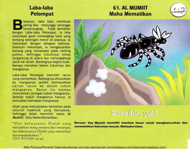 Ebook 99 Asmaul Husna for Kids, Al Mumiit, Laba-Laba (63)