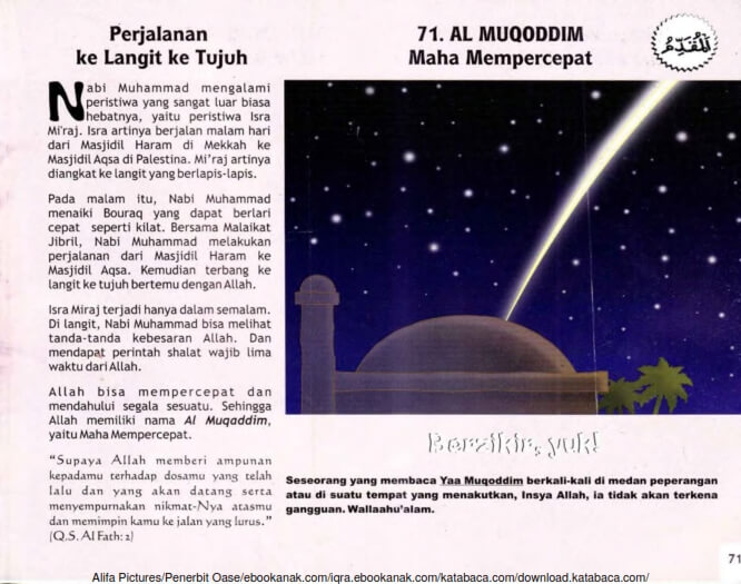 Ebook 99 Asmaul Husna for Kids, Al Muqoddim, Perjalanan ke Langit ke Tujuh (73)