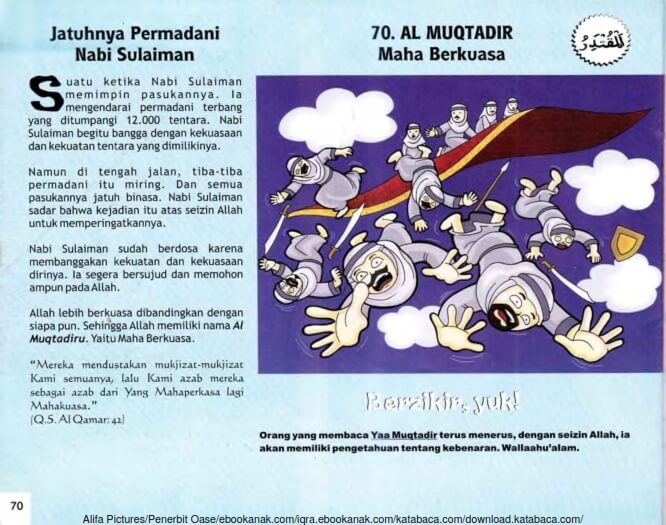 Ebook 99 Asmaul Husna for Kids, Al Muqtadir, Jatuhnya Permadani Nabi Sulaiman (72)