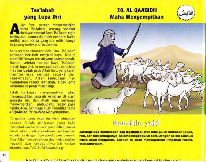 Ebook 99 Asmaul Husna for Kids Al Qaabidh, Tsa'labah yang Lupa Diri (22)