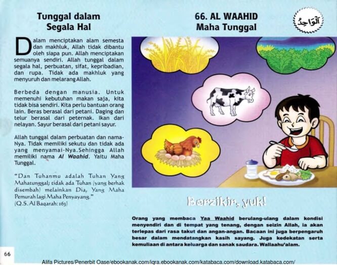 Ebook 99 Asmaul Husna for Kids, Al Waahid, Tunggal dalam Segala Hal (68)