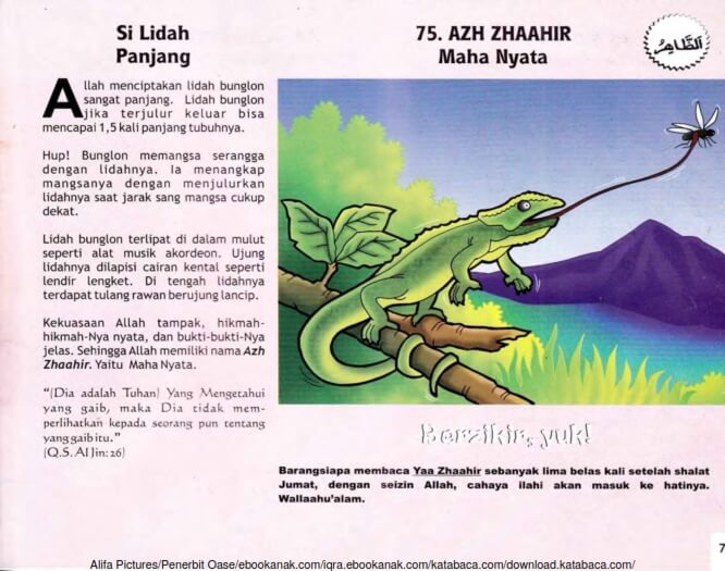 Ebook 99 Asmaul Husna for Kids, Azh Zhaahir, Si Lidah Panjang (77)