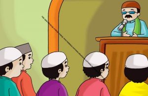 Gambar (16) Mendengarkan Khutbah Khatib Ketika Shalat Jumat