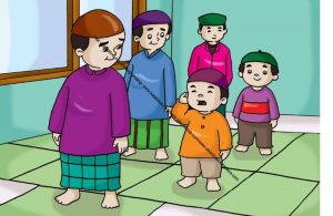 Gambar (4) Mengumandangkan Iqamah Sebelum Dimulai Shalat Berjamaah