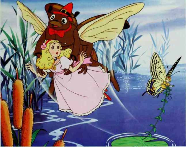 Kumbang Membawa Thumbelina Terbang ke Atas Pohon