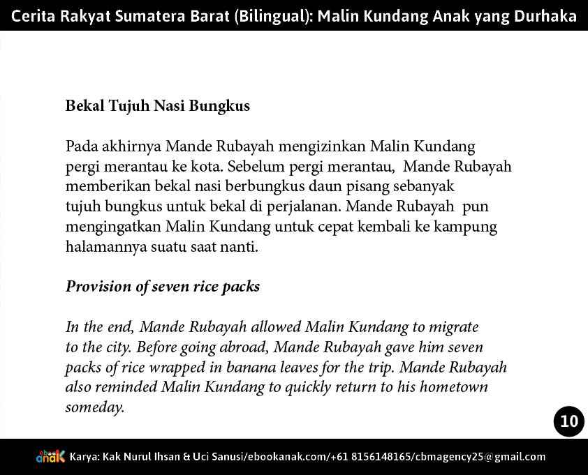 Mande rubayah membekali tujuh bungkus nasi untuk malin kundang2