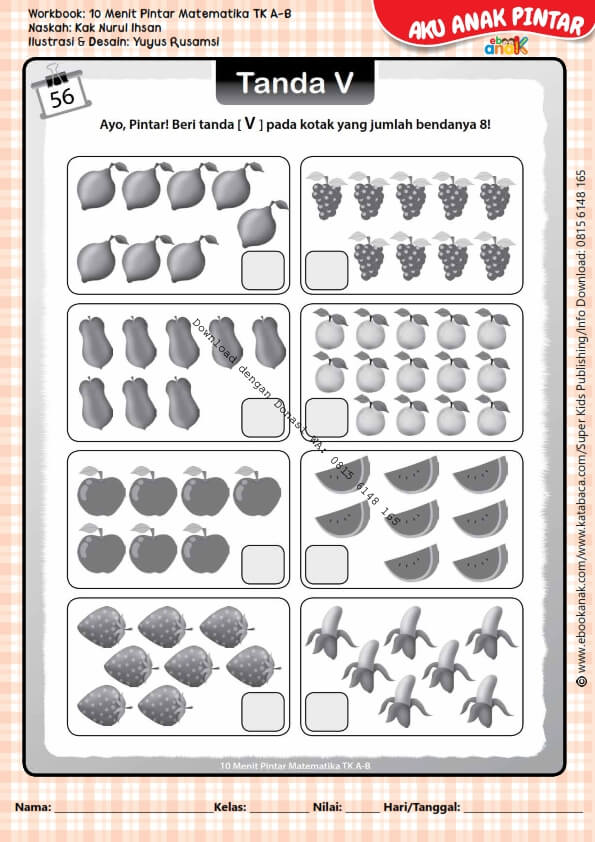 Workbook 10 Menit Pintar Matematika TK A-B, Menandai Jumlah Benda (59)