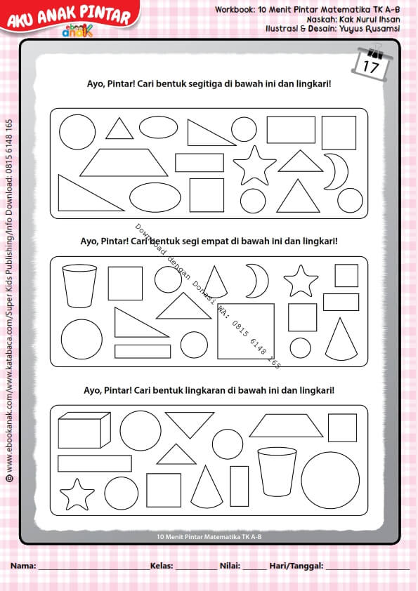 Workbook 10 Menit Pintar Matematika TK A-B, Mencari Bentuk Segitiga (20)