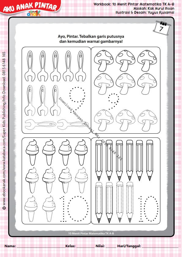 Workbook 10 Menit Pintar Matematika TK A-B, Mengenal Angka 1-10 (10)