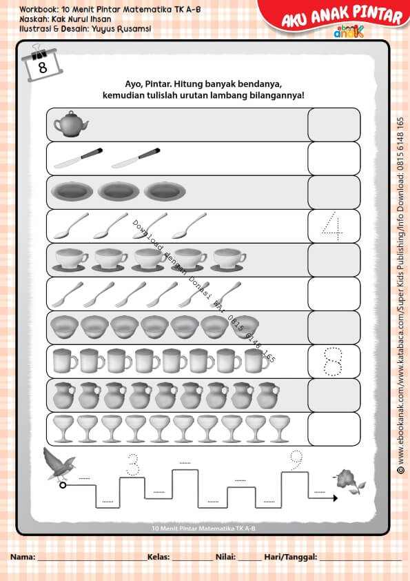 Workbook 10 Menit Pintar Matematika TK A-B, Mengenal Angka 1-10 (11)