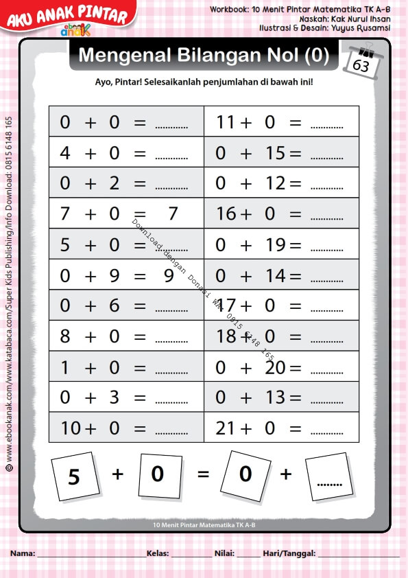 Workbook 10 Menit Pintar Matematika TK A-B, Mengenal Bilangan Nol (66)