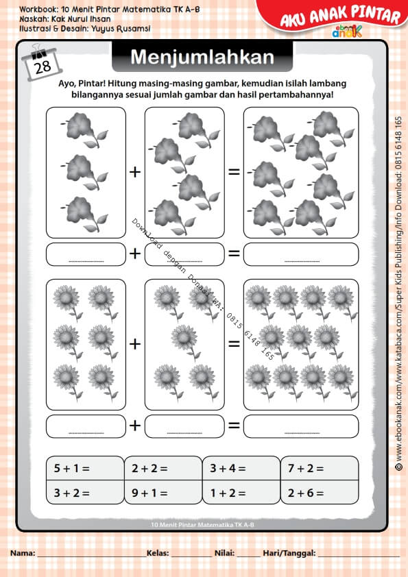 Workbook 10 Menit Pintar Matematika TK A-B, Menjumlahkan Gambar (31)