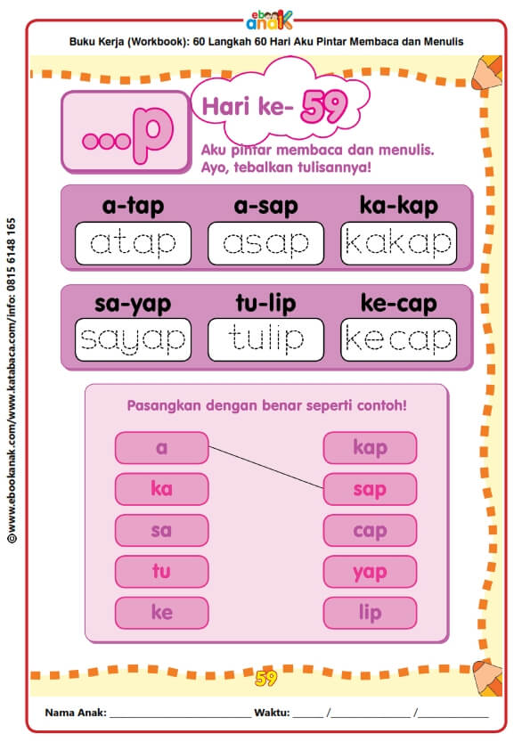 Workbook 60 Langkah 60 Hari Aku Pintar Membaca dan Menulis (60)