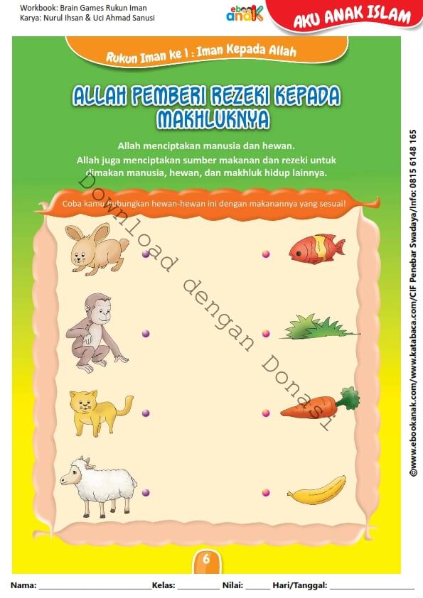 Workbook Brain Games Rukun Iman, Allah Pemberi Rezeki Kepada Makhluknya (7)