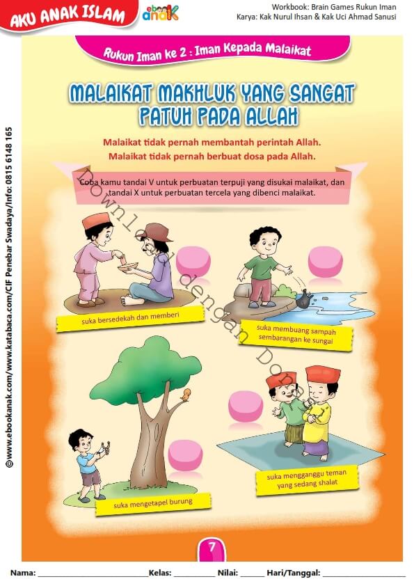 Workbook Brain Games Rukun Iman, Malaikat Makhluk yang sangat Patuh pada Allah (8)