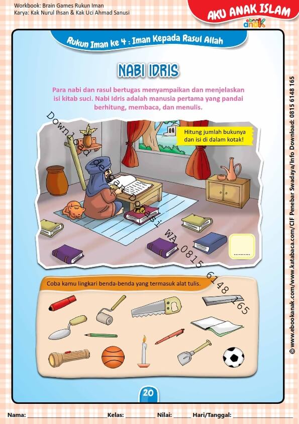 Workbook Brain Games Rukun Iman, Nabi Idris (21)