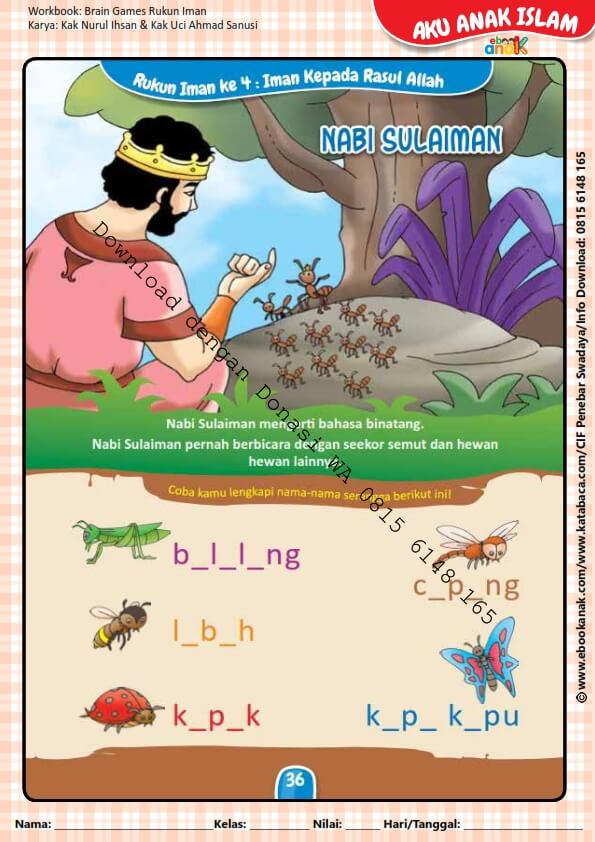 Workbook Brain Games Rukun Iman, Nabi Sulaiman (37)