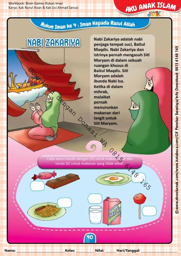 Workbook Brain Games Rukun Iman, Nabi Zakariya (41)