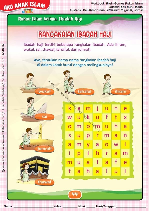 Workbook Brain Games Rukun Islam, Rangkaian Ibadah Haji (46)