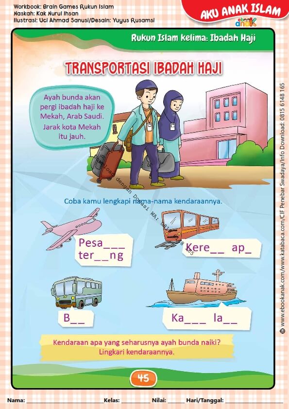 Workbook Brain Games Rukun Islam, Transportasi Ibadah Haji (47)