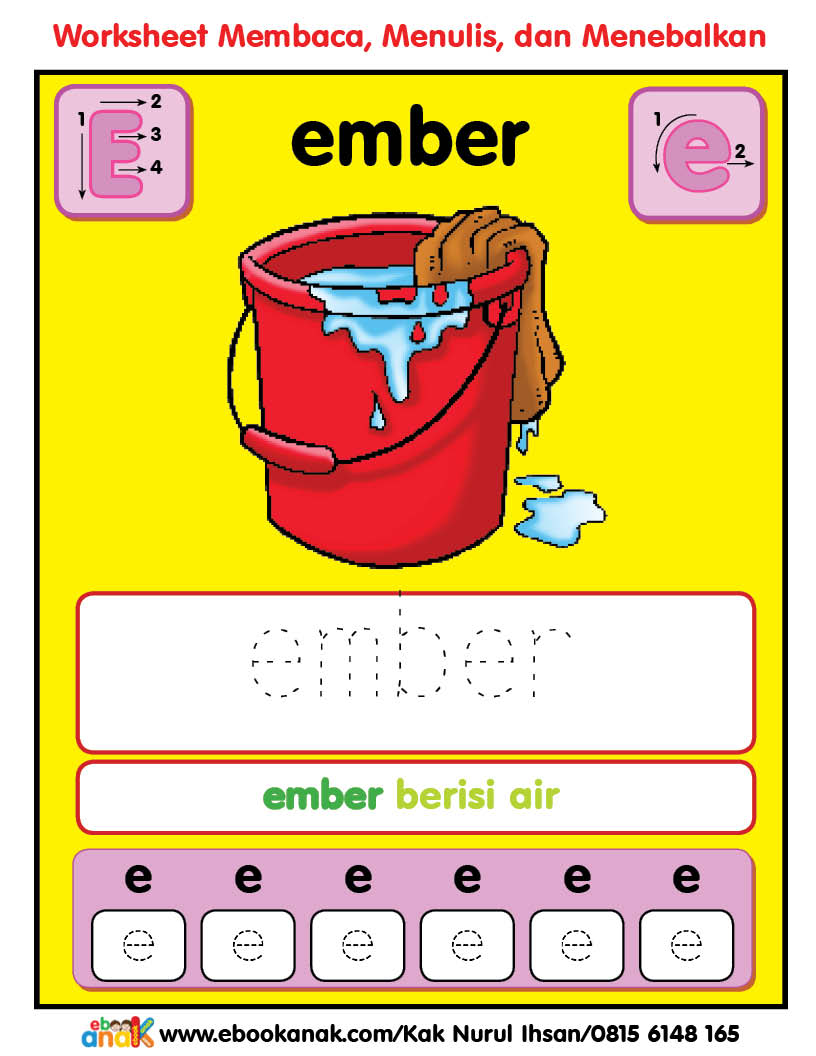 Worksheets Pintar Belajar Alfabet: Ee Ember