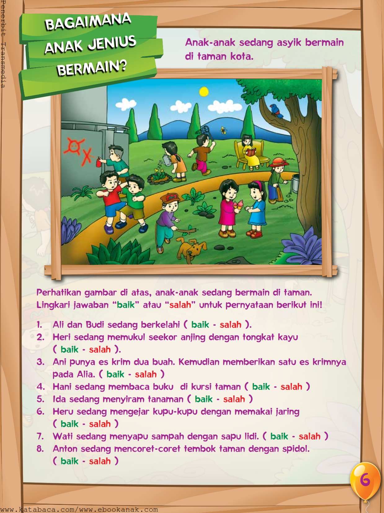 baca buku online, buku aktivitas anak jenius TK A B_009 anak jenius bermain dengan tertib dan sopan