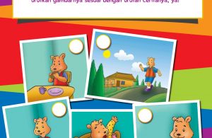 baca buku online, buku aktivitas anak jenius TK A B_048 mengurutkan gambar cerita beru beruang pergi ke sekolah