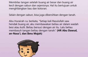 baca buku online, fiqih islam bergambar jilid 1_056 Cara Nabi Membersihkan Tangan Setelah Buang Air Besar dan Kecil