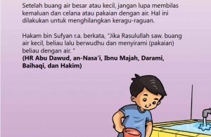 baca buku online, fiqih islam bergambar jilid 1_057 Nabi Berwudhu dan Menyirami Pakaian dengan Air Setelah Buang Air Kecil